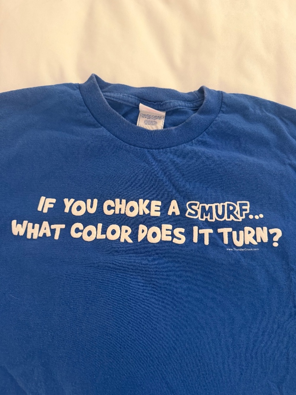 If you choke a Smurf….. comedy large Tshirt